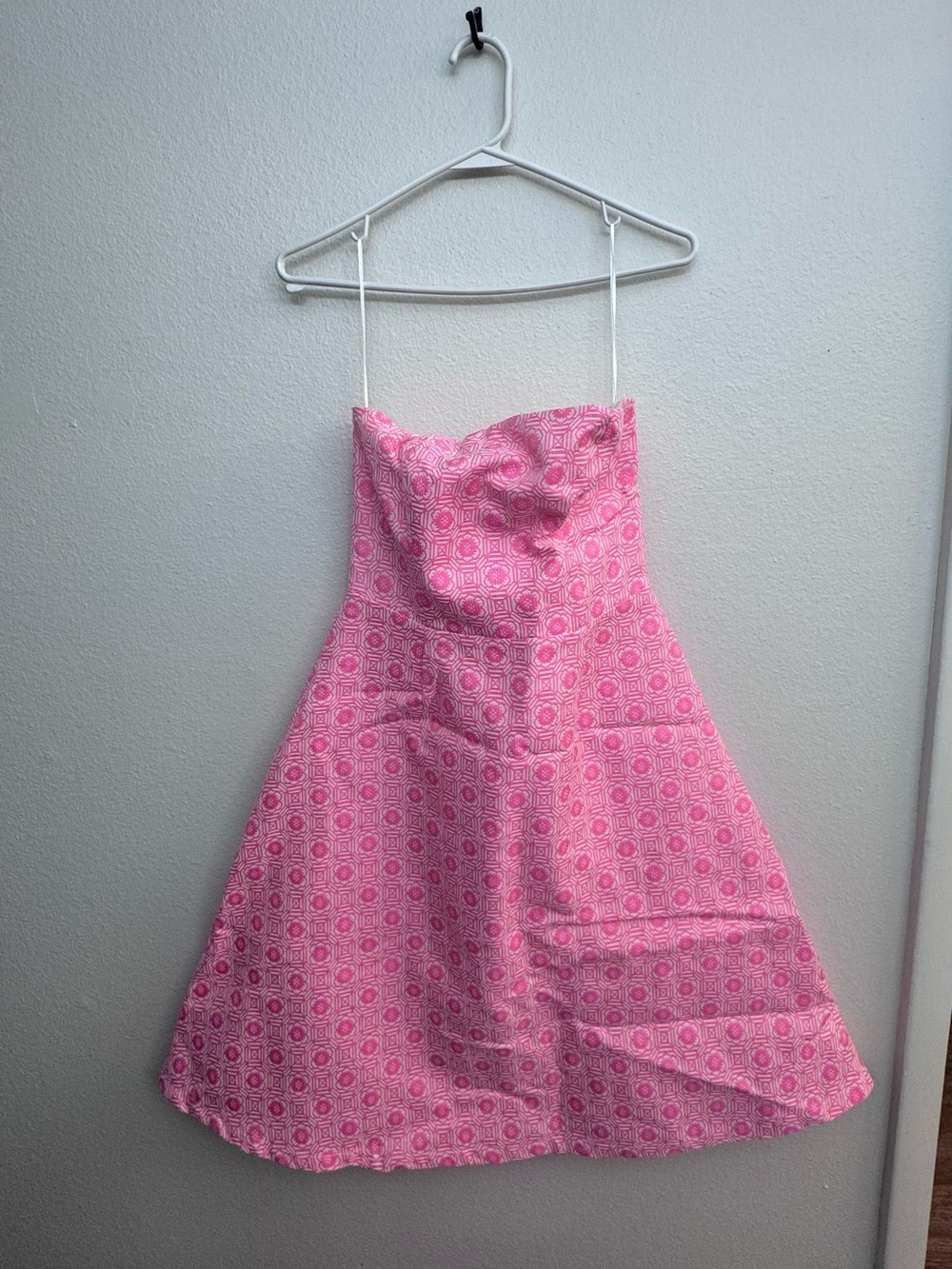 Elorie Strapless Pink & White Dress - Size Small